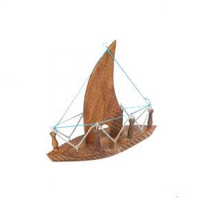 Large Wooden Boat Decoration Piece - Nautical Elegance for Your Home