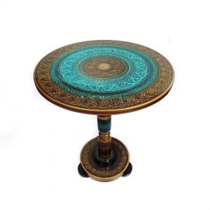 Green and Black 18 Inch Lacquer Art Coffee Table - Fusion of Elegance and Artistry